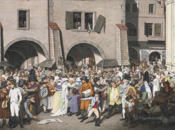 ゲオルグ・エマヌエル・オピス Painting - プラハの賑やかな市場 ゲオルグ・エマヌエル・オピスの風刺画